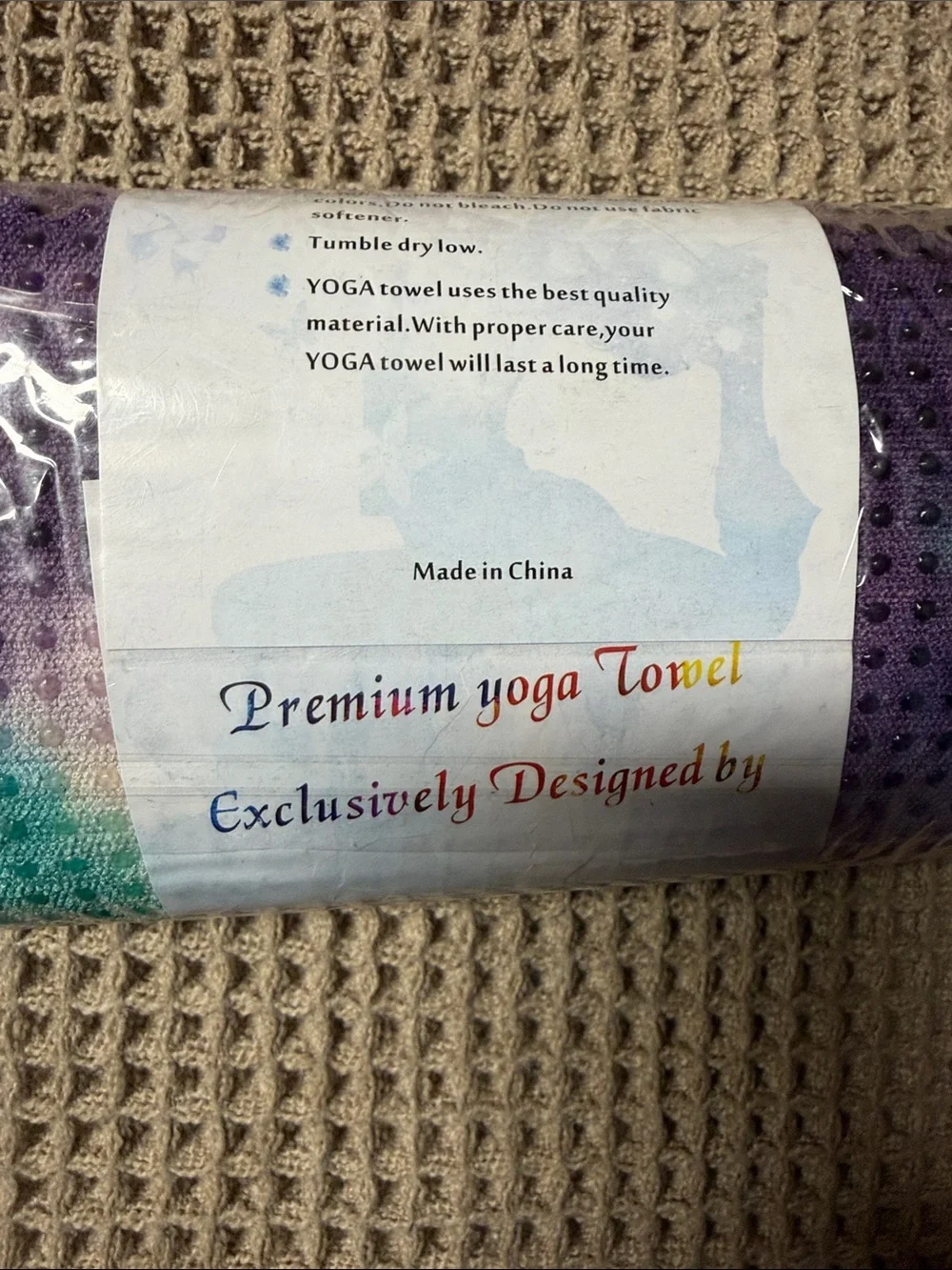 Oversized Turquoise Purple Gradient Yoga Towel - Non-Slip Waffle Weave